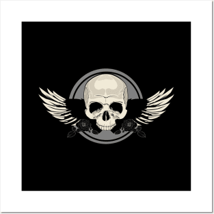 Wing Skull - BLACK & WHITE Posters and Art